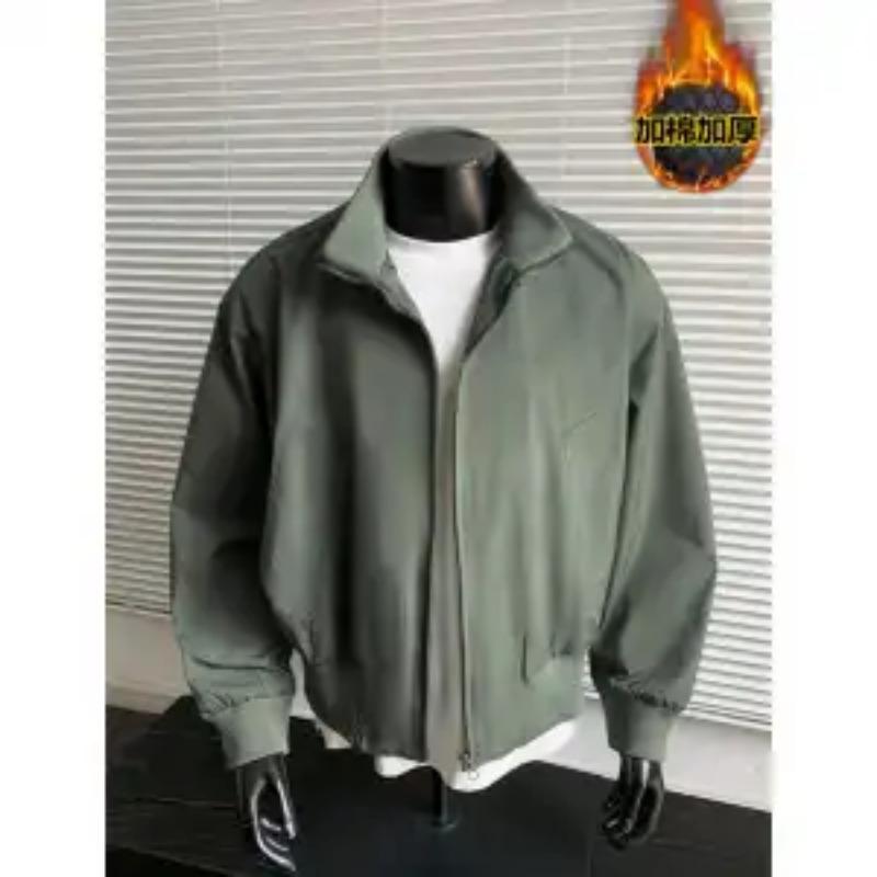 Warme Baumwollgepolsterte Jacke für Herren Winter Kurze Silhouette Stehkragen Lässiger Mantel