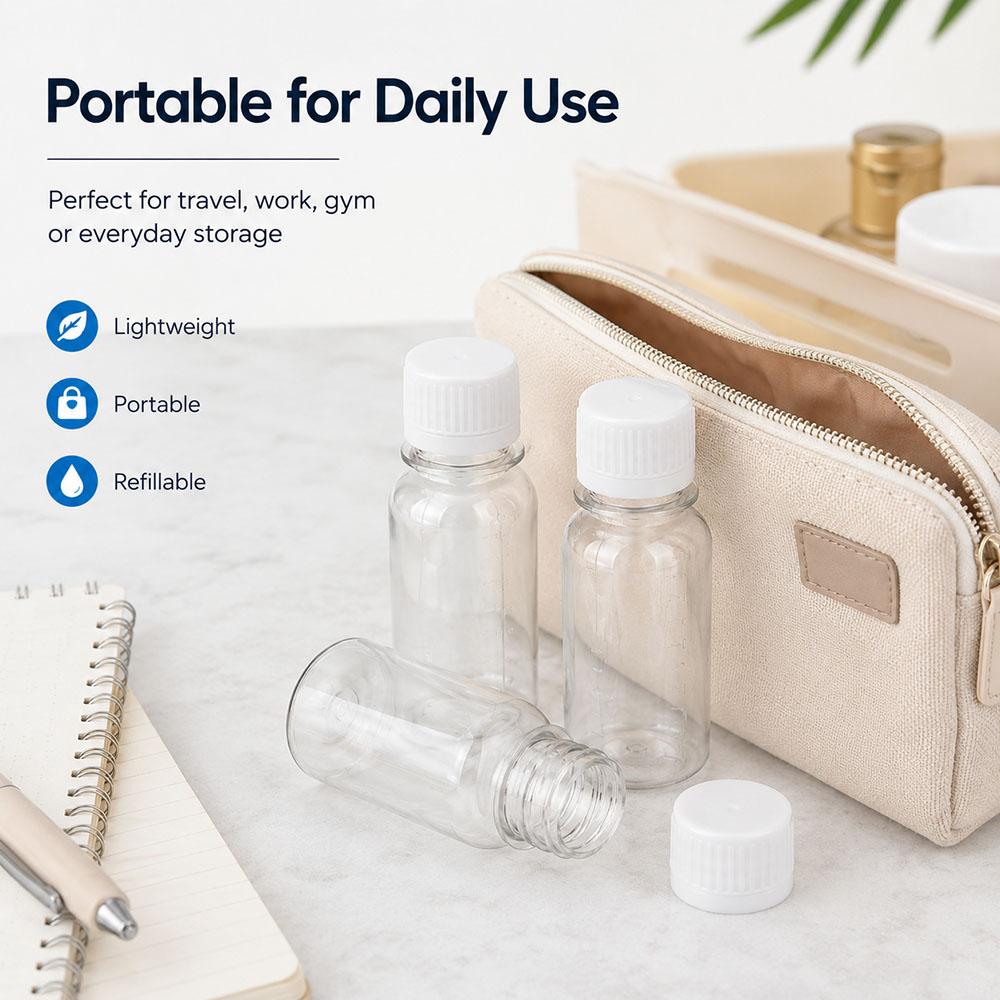 4PCS 60ML Small Plastic Bottles Ginger Shot Bottles With Caps Mini Juice Bottles Reusable Liquid Bottle Container Leak Proof