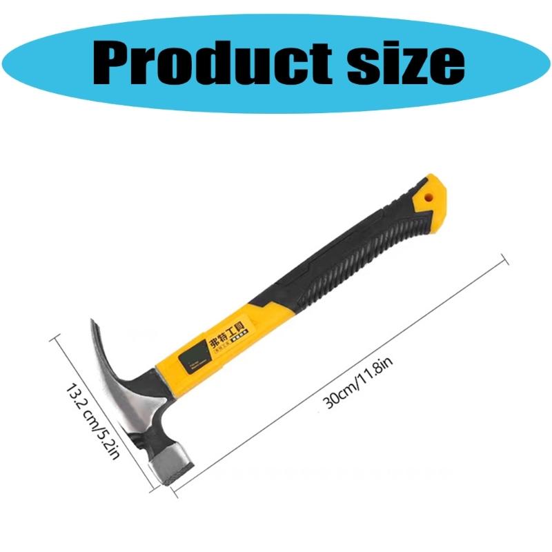 Magnetic Head Claw Hammer With Antislip Shock Absorbing Handle For Nail Driving Demolitions And Woodworking Projects
