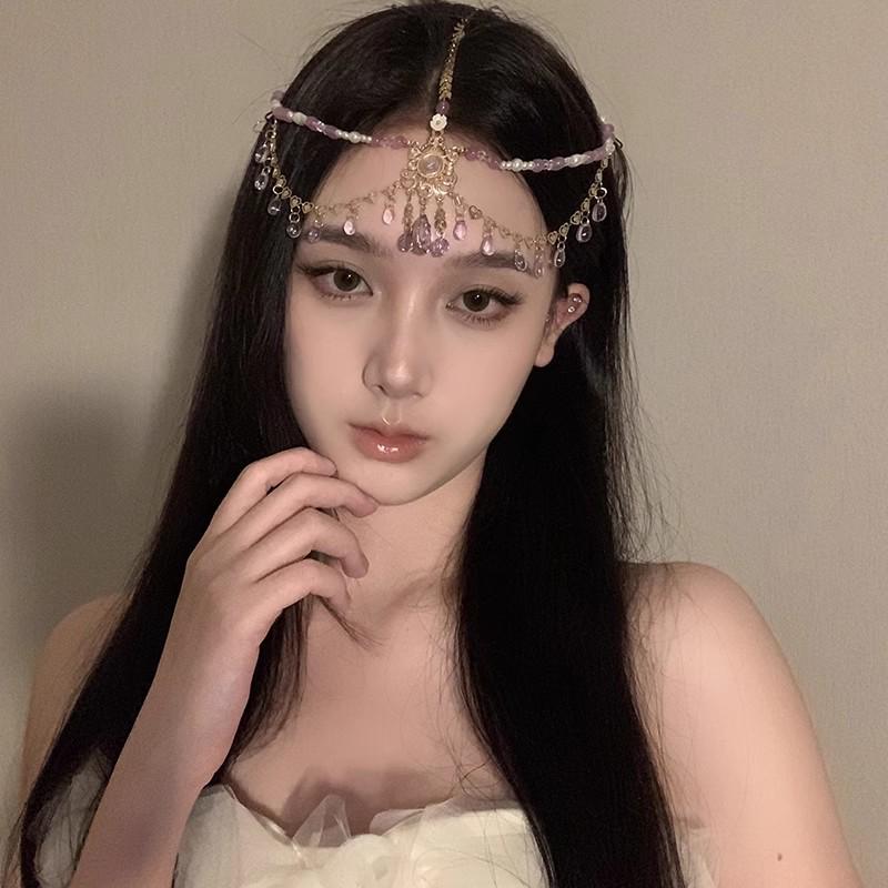 Bohemian Princess Tassel Forehead Pendant - Exotic Ethnic Style Hair Accessory