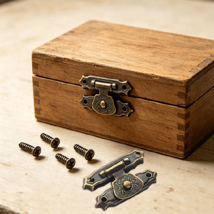 Jewelry Storage Hardware Fastener with Screws for Wooden Chests, Decorative Metal 10Pcs for Repair and DIY Projects