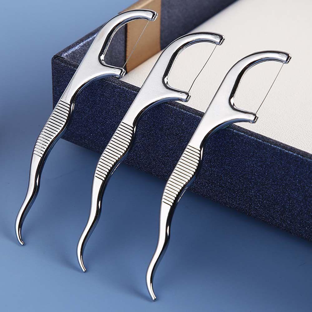 Cleaning Lightweight Oral Hygiene Floss Stick Dental Floss Stainless Steel Flosser Flossing Holder