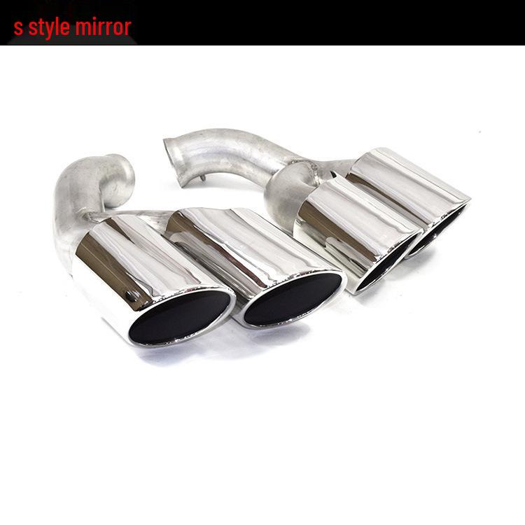 Porsche Cayenne GTS Titanium Black/Silver Double Layer Tailpipe for 2015-2017 Models