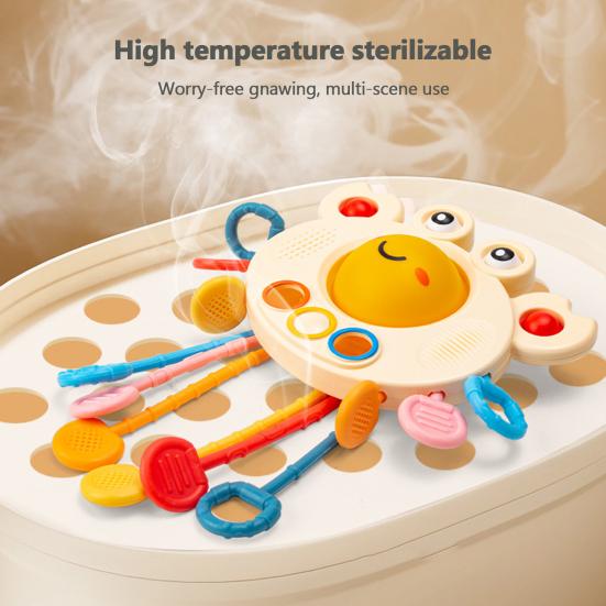 Baby Octopus Pull String Toy Toddlers Boys Girls Educational Learning Activity Fine Motors Grasping Skills Octopus Shape Fidget Sensory Toy