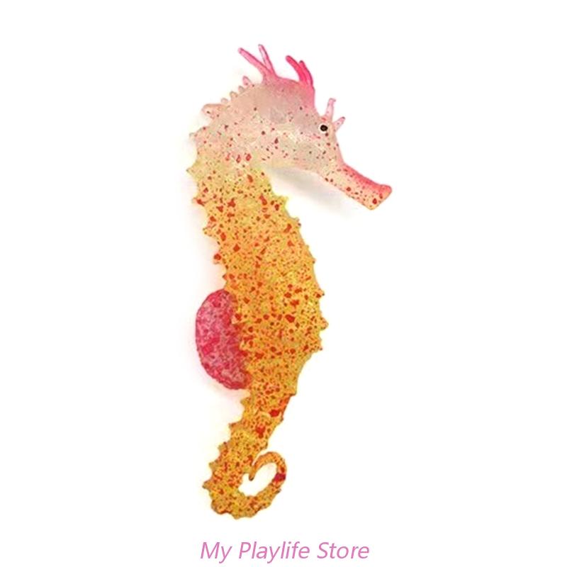 

Силиконовый искусственный ночной светящийся гиппокамп аквариумный орнамент подводный декор медузы аквариумное украшение оранжевый