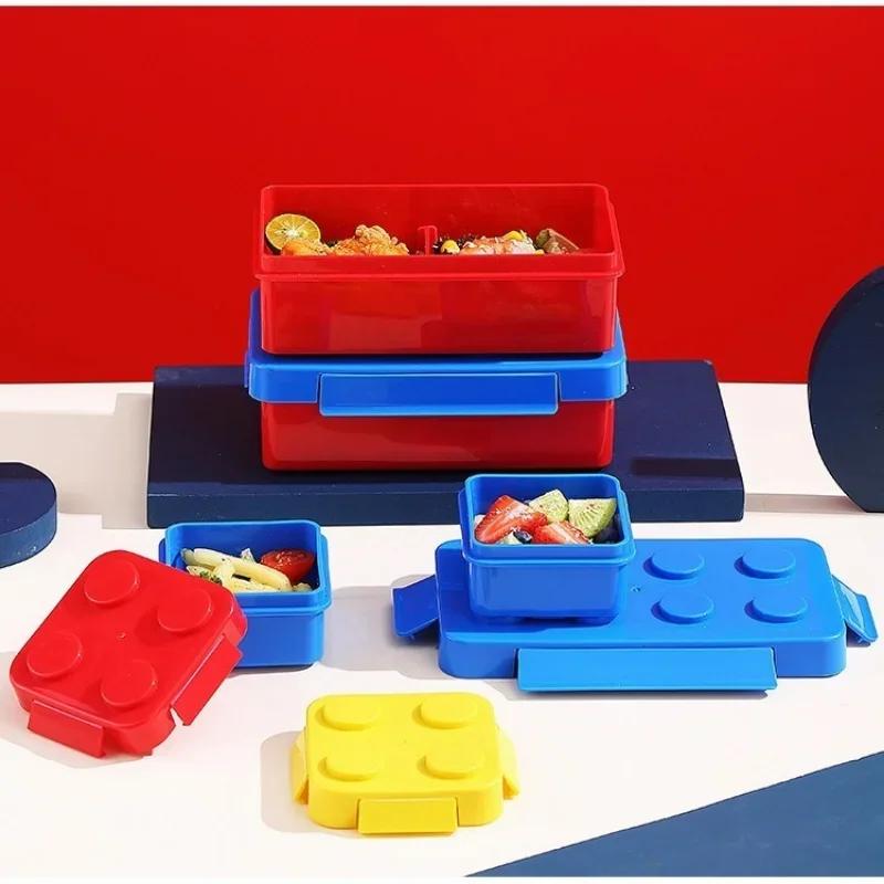 Mattoncini da Costruzione Fai da Te per Bambini Lunch Box Divertente Contenitore per Alimenti Bento Set di Stoviglie per Bambini Accessori da Cucina