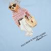 Ralph Lauren Summer Men's and Women's 100% Cotton Polo Bear T-Shirt with Fashion Striped Bear Print & Signature