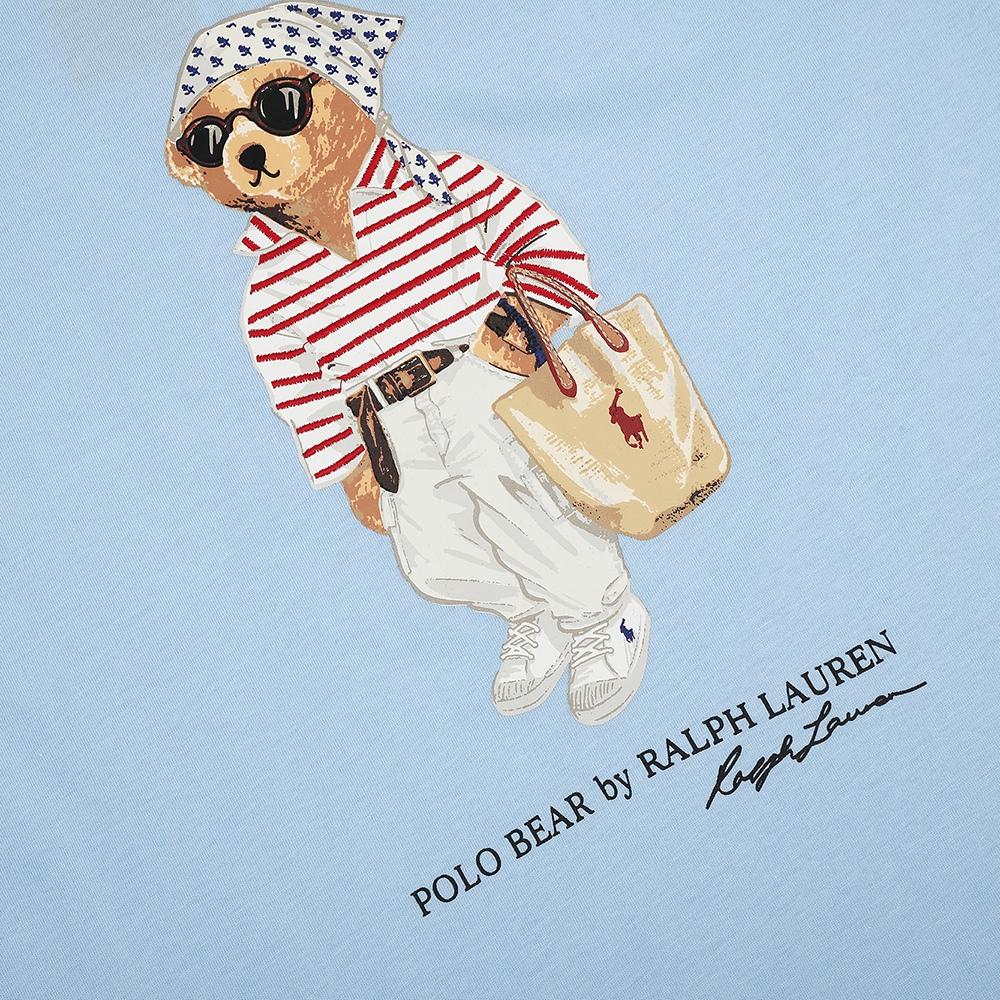Ralph Lauren Summer Men's and Women's 100% Cotton Polo Bear T-Shirt with Fashion Striped Bear Print & Signature