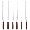 6Pcs Stainless Steel U Shaped Barbecue Fork Skewers with 2Pcs Silicone Baking Oil BBQ Brush