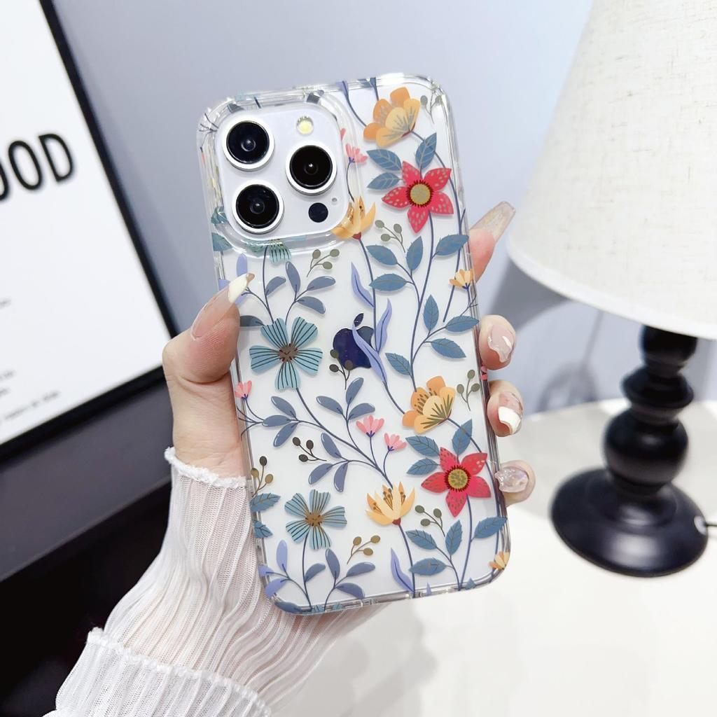 Anti-Fall Transparent Flower Case for iPhone 17 Pro