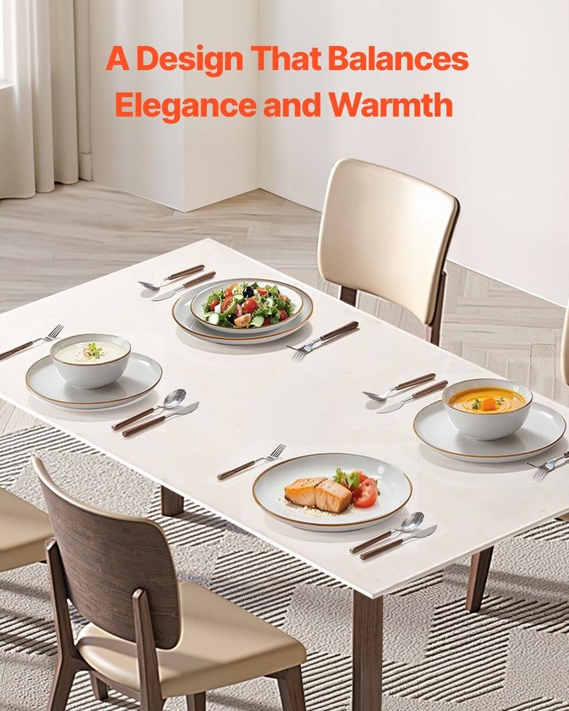 12 PCS Dinnerware Set Ceramic Plates and Bowls Sets Service for 4 White