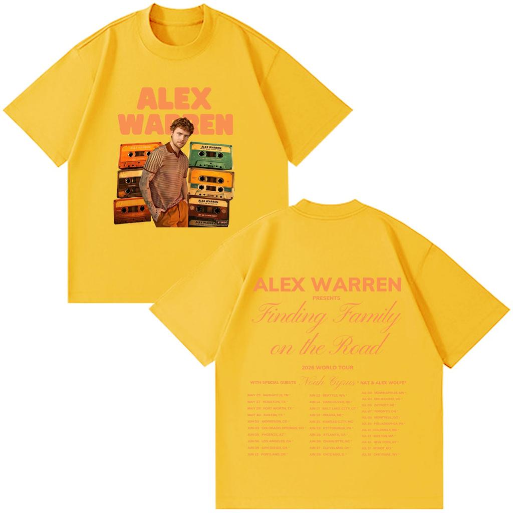 Alex Warren Finding Family On The Road 2026 Tour Print T Shirt Unisex Unisex Fashion Tee Shortsleeved Loose Casual Hiphop T Shirts