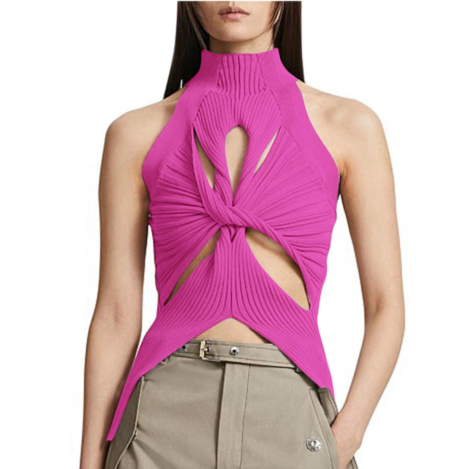 

Женский летний жилет без рукавов, асимметричный вырез, излом, полувысокая горловина, однотонный укороченный вязаный жилет, топ M