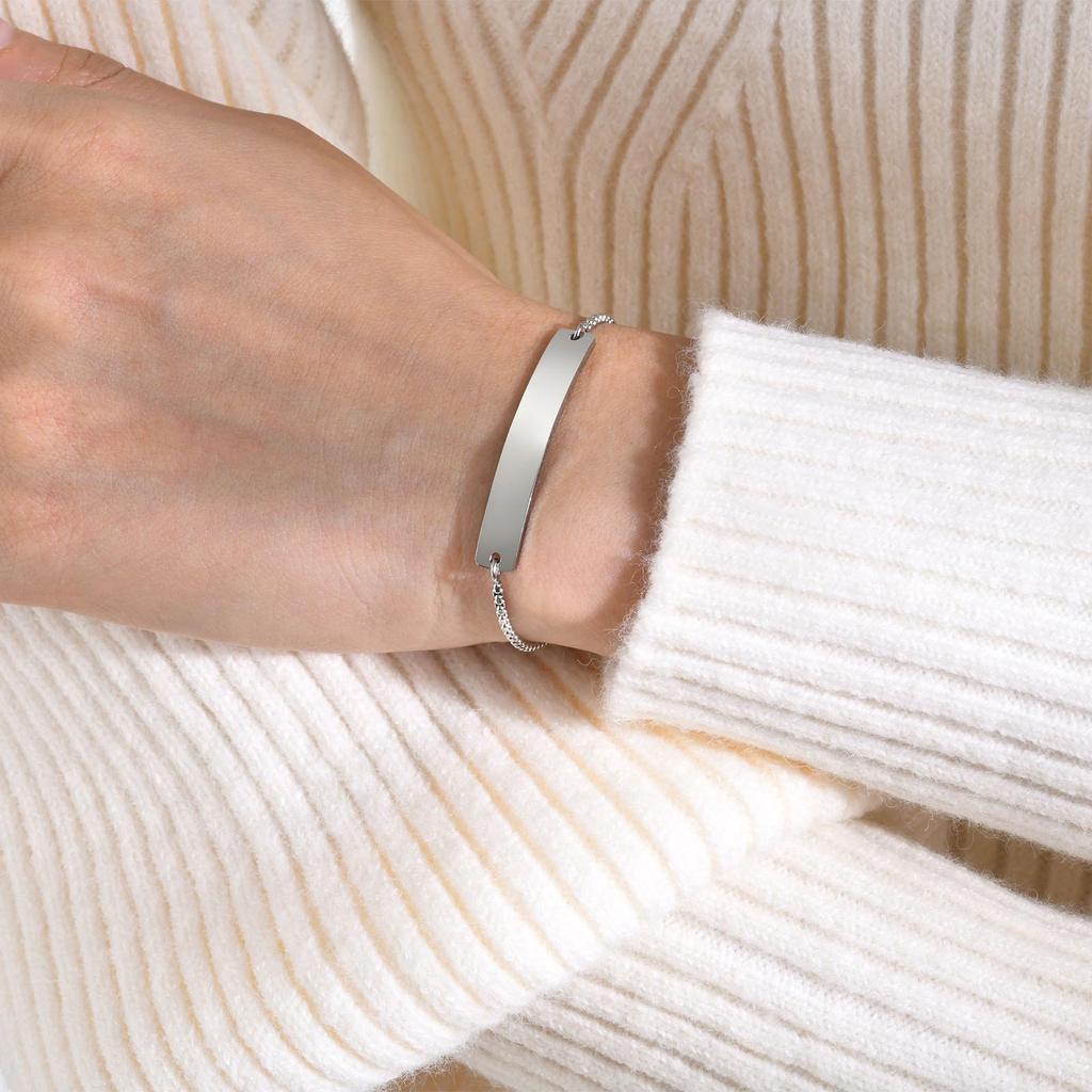 Stainless Steel Adjustable Curved Plate Bracelet for Women