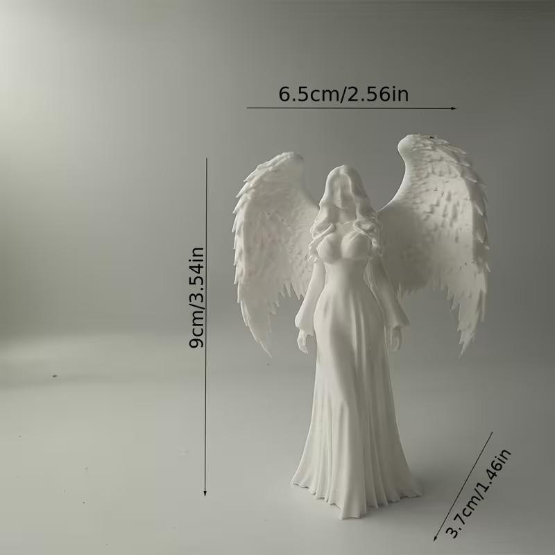 3D Printed White Angel Statue Figurine With Wings Prayer Guardian Angel Sculpture Home Table Decor Gift
