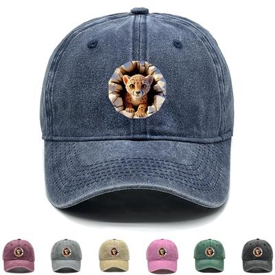 Cartoon Leopard Print Adjustable Baseball Hat, Animal Mesh Hat Adjustable Strap Curved Brim Solid Color Trendy Snapback Sun Hat