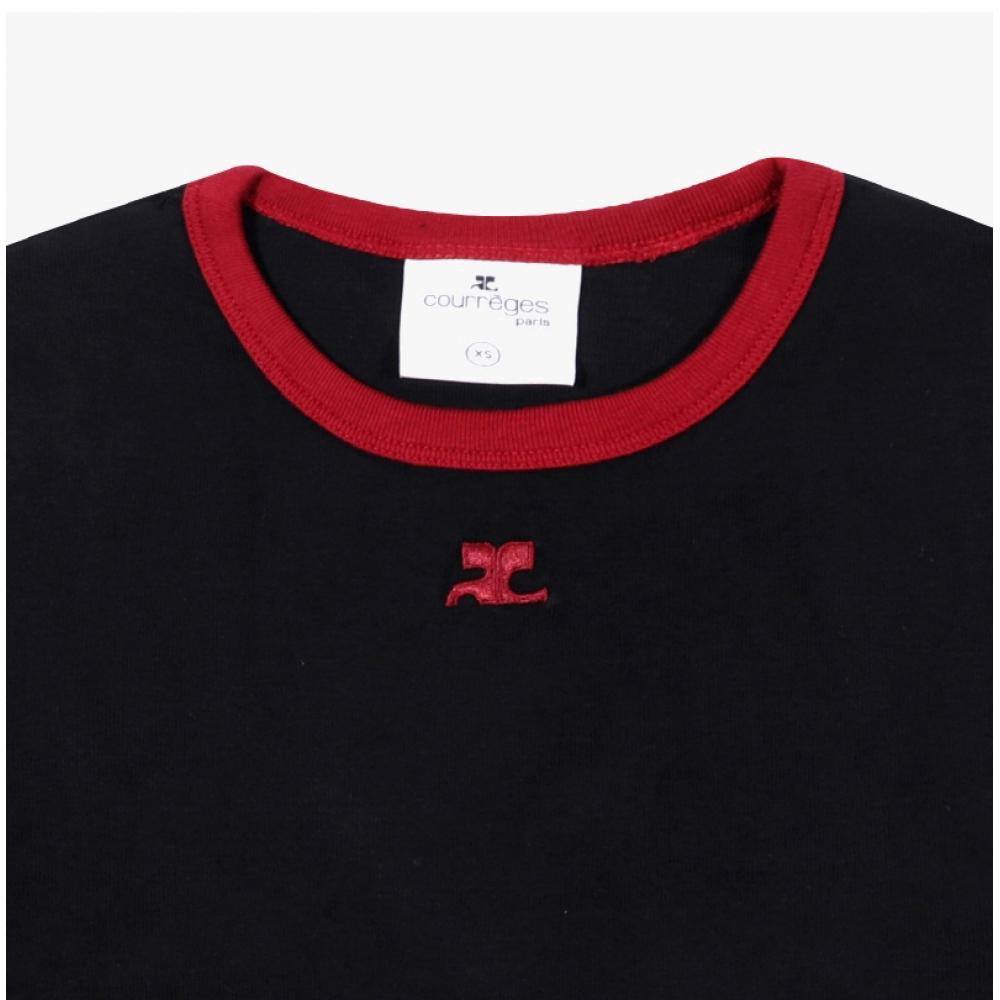 Courage 125jtS017 JS0203 B087 Logo ContraSt Women S Short Sleeve Tee