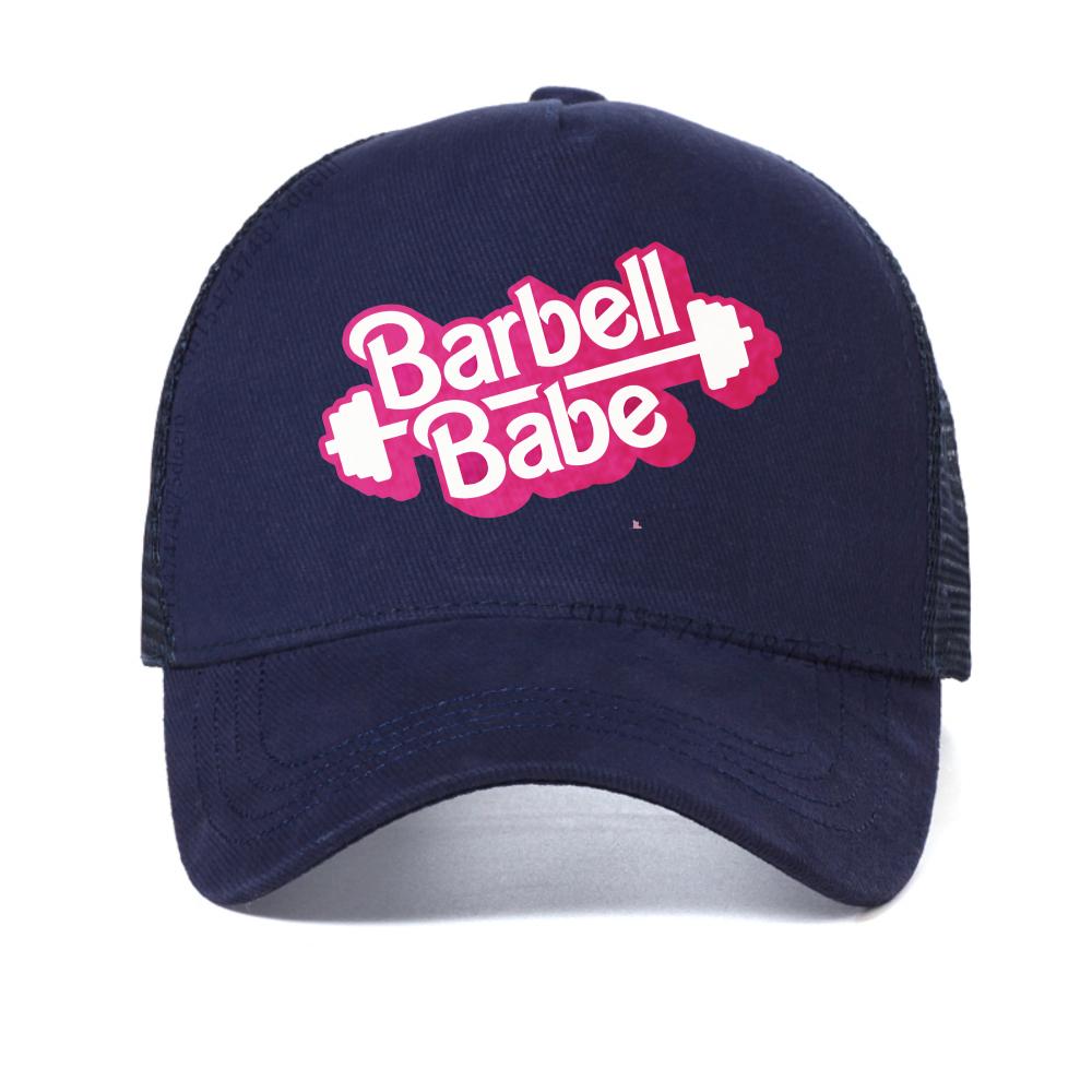 

barbell babe Pink Gym Men s baseball cap Vintage Style fashion snapback hat Breathable sun caps adjustable mesh Trucker hats Adjustable темно-синього кольору