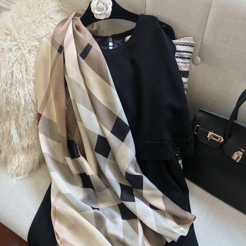 180*65cm100% seda amoreira seda chinesa lenços de luxo acessórios cachecol protetor solar xale gaze lenço de pescoço presente