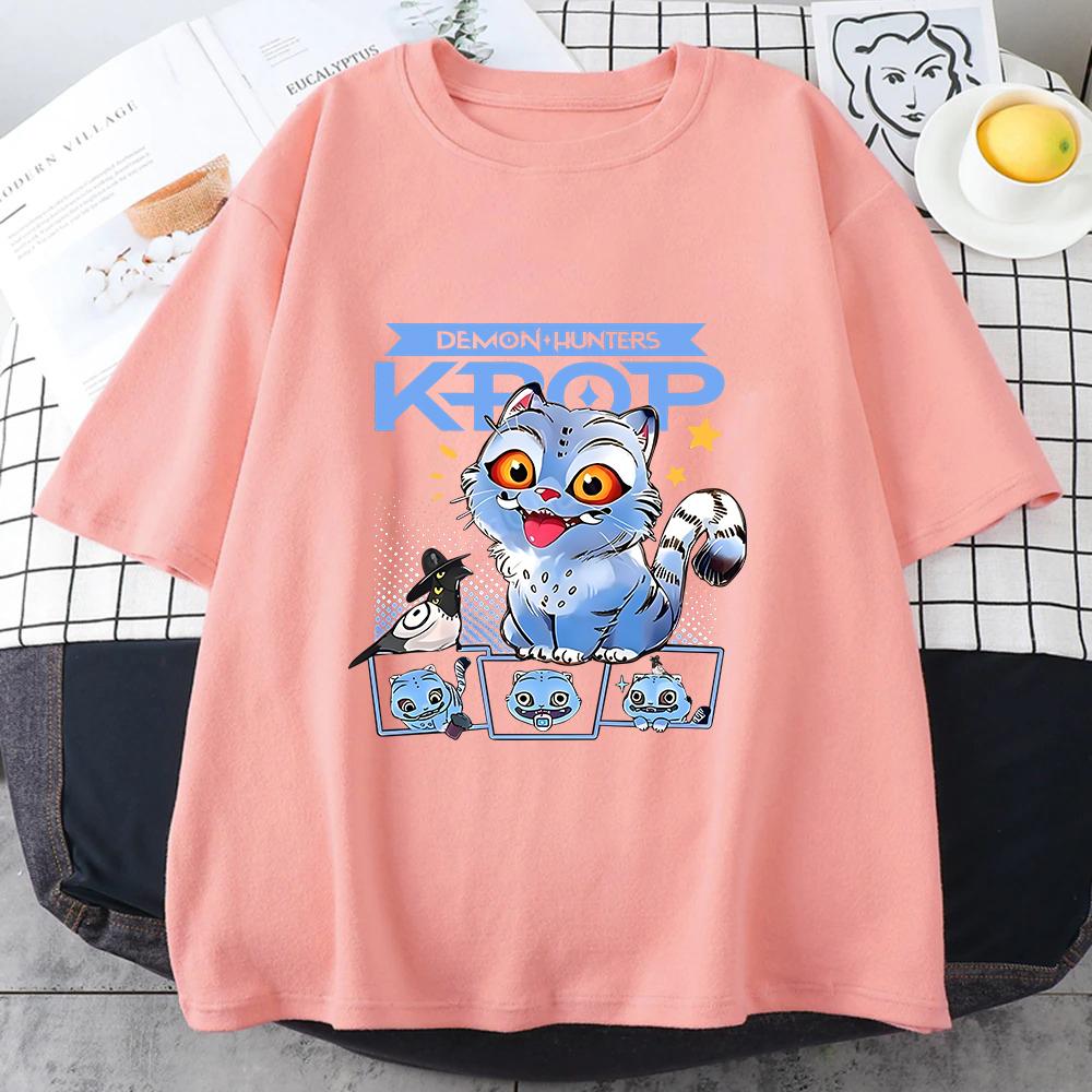 

2025 Hot Cartoon KPop Demon Hunters Tiger Fashion T-shirt Harajuku O-neck Casual Shirt High Quality T Shirt Y2k Streetwea Tops 4XL
