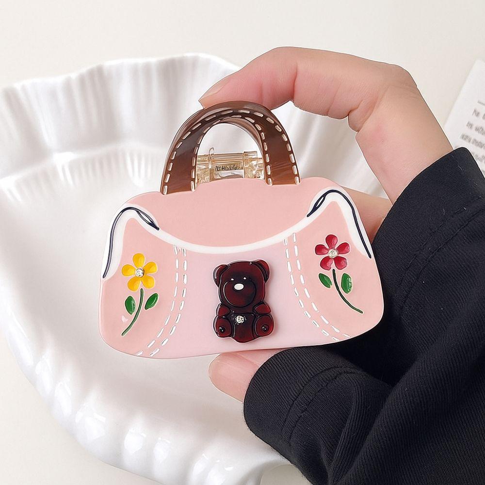 Flower Acetate Hair Claw Acetic Acid Rhinestone Hairpin Personalized Cartoon Bear Hair Clip  Female