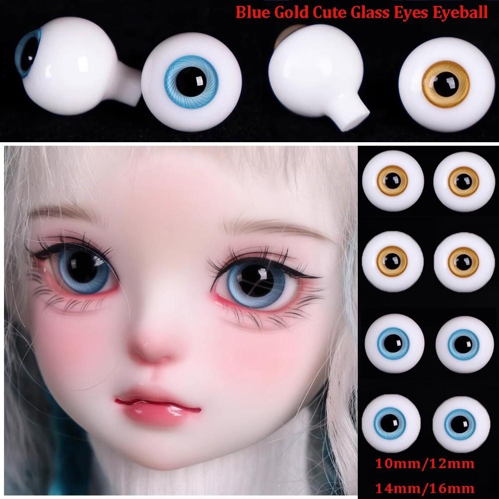 Cute Blue Gold Glass Eyes 2 Colors DIY Doll Making Crafts New Textured Glass Eyeball  For BJD Dolls