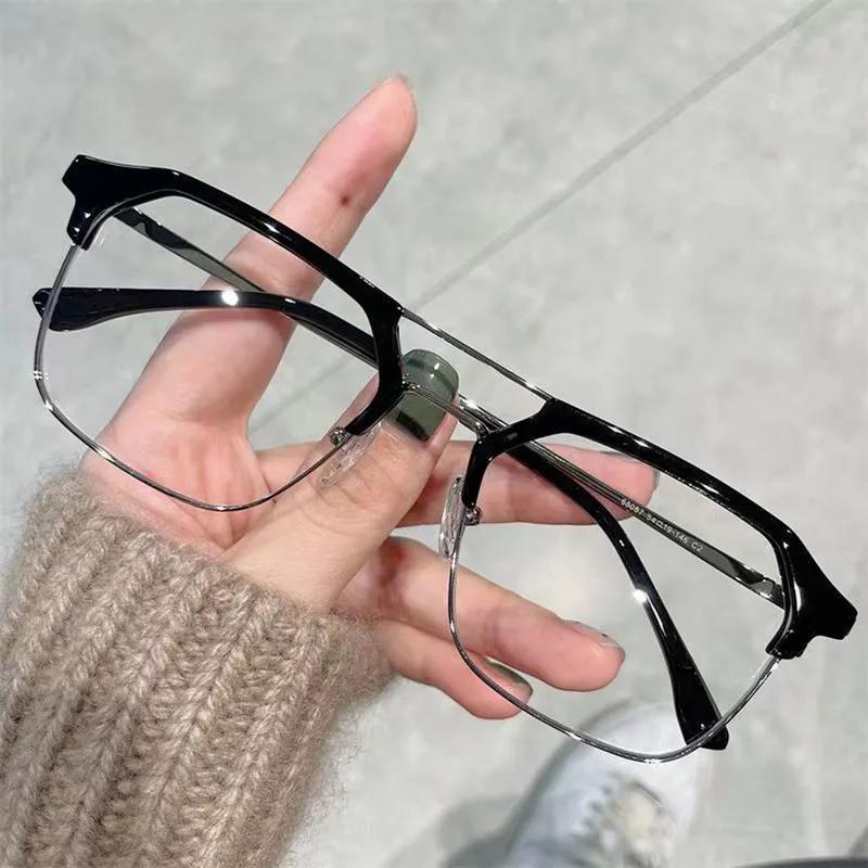 Anti-Blue Light Glasses Stylish Retro Black Frame Men's Prescription Glasses Clear Lens 0~-400°
