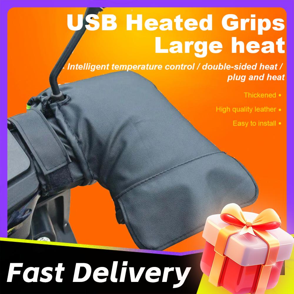 Electric Heating Handlebar GlovesWinter Cycling Gloves Waterproof Handle Bar Mitts 3 Levels Thermal Gloves for Outdoor Riding nero