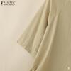 ZANZEA Women Casual Round Neck Loose Summer Half Sleeve Blouse