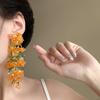 Yellow acrylic glass beads flower fringed earrings fashionable fresh studs sweet versatile earrings