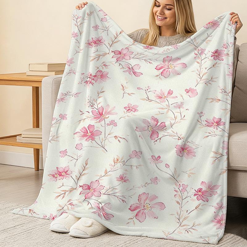 Thick Warm All-Season Flannel Blanket Soft & Cozy, Light Color, Ideal for Home, Guest Room, Christmas & Halloween