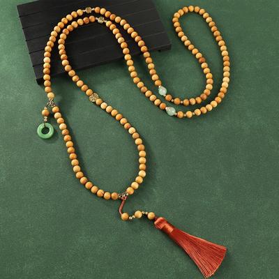 Original Crossbody Chain Yabai Buddha Bead Fringed Necklace Retro Sweater Chain Back Chain Cheongsam Accessories