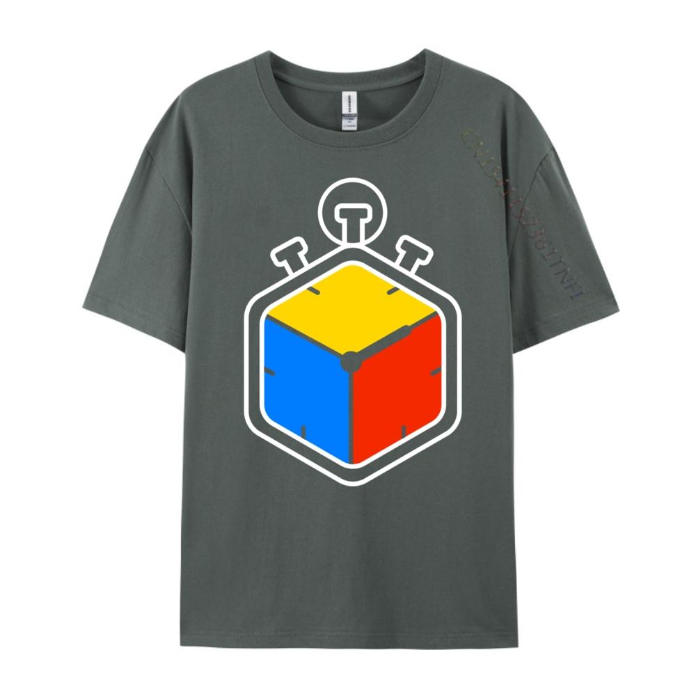 Speed Cubing Puzzle Cube Timer Graphic T Shirts Men Oversized ClassicShort Sleeve Tee