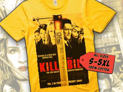 Kill Bill V35 T Shirt Movie Poster Print Yellow Color Shirt 100% Cotton All Sizes S To 5XL