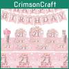 Pink 21st Birthday Party Decorations Disposable Tableware With Cute Striped Straws And Utensils