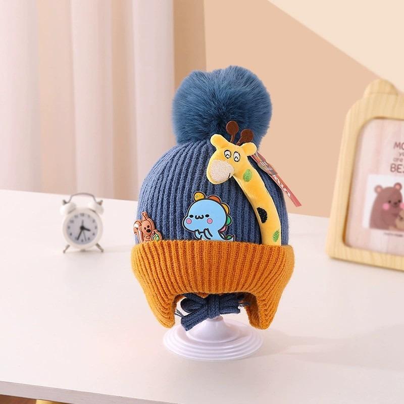 Cappellino invernale per neonato berretto a forma di orso coreano cappello invernale in lana a maglia per bambini berretto tinta unita cappello invernale per neonato con paraorecchie