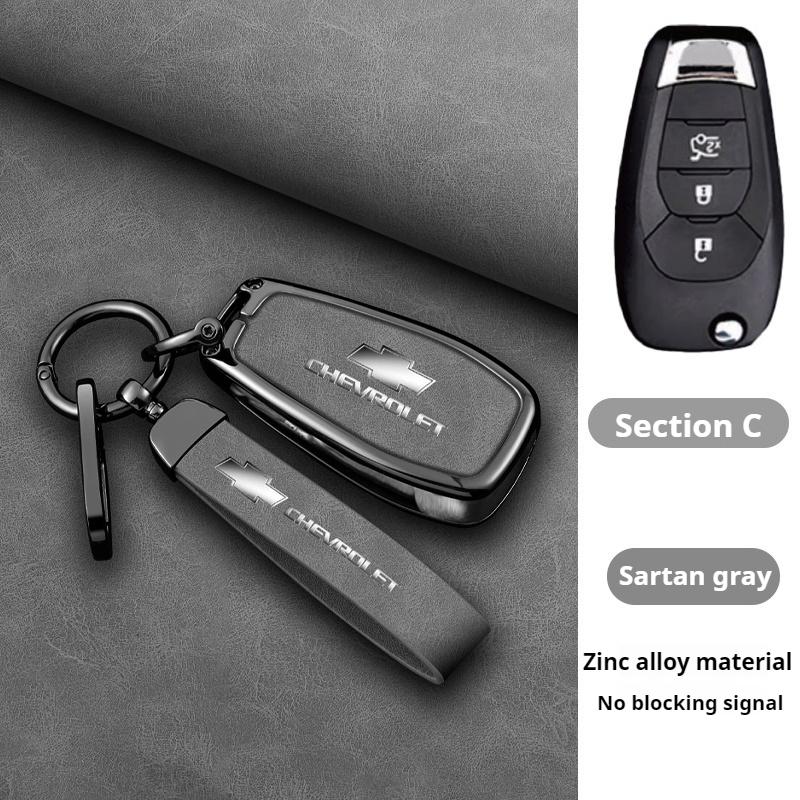 Funda de piel de aleación de zinc para llave de coche plegable, llavero para Chevrolet Cruze Aveo 2020-2024 BOLT Tracker Malibu Onix Cobalt Captiva Spark