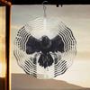 Metal Wind Spinner Outdoor Decor 2D Raven Design Hanging Wind Chime for Garden Patio Yard No Electricity Needed Durable Weather Resistant