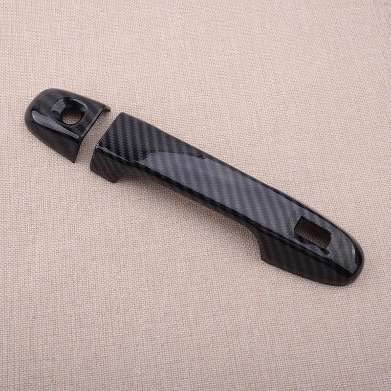 4pcs Carbon Fiber Style Front Door Handle Cover Trim With Smart Keyhole Fit For Toyota C-HR 2017-
