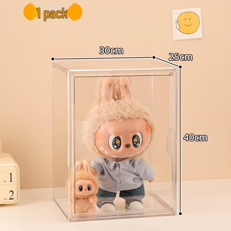 Transparent Vinyl Labubu Doll Display Storage Box for Pop Mart Figurines