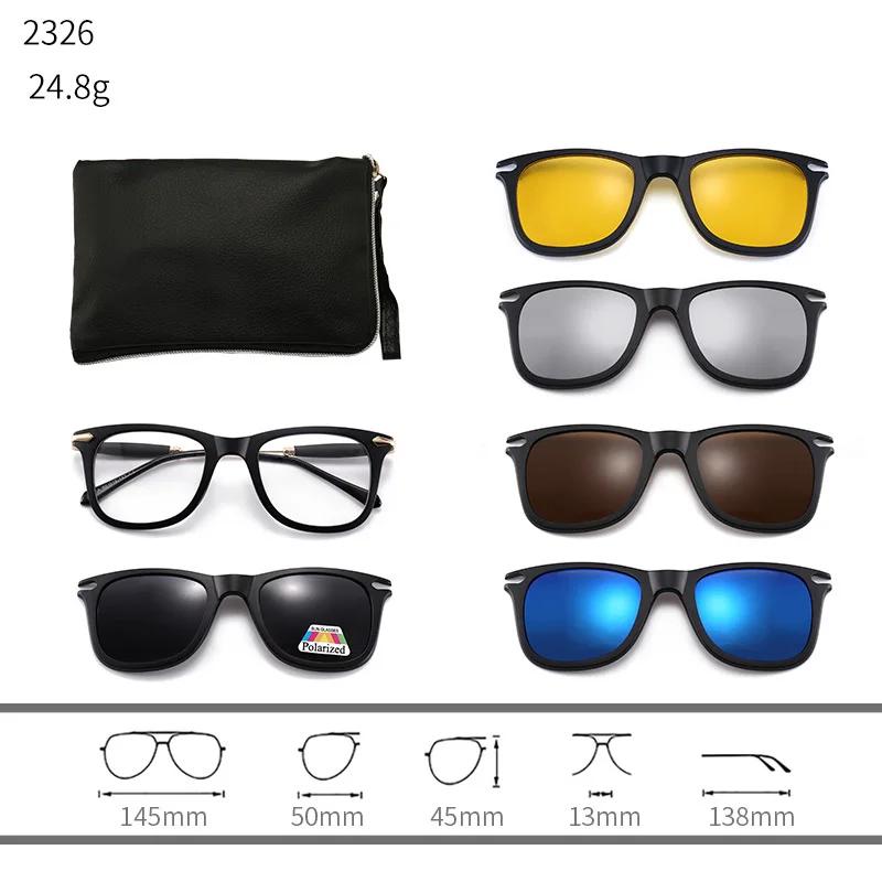 23XXA Gather 6PCS Magnetic Polarized Clip On Sunglasses Women Men Plastic Frame for Night Driving Sunglasses UV400