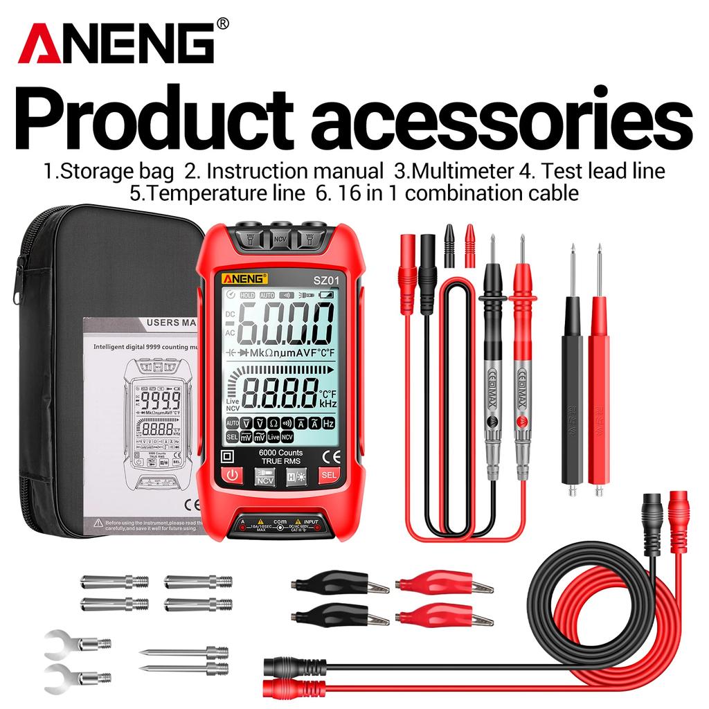 Digital Multimeter Smart ANENG  AC/DCVoltage Capacitance Meter 6000 Counts Auto Electrical Temp Resistance Transistor Test tools