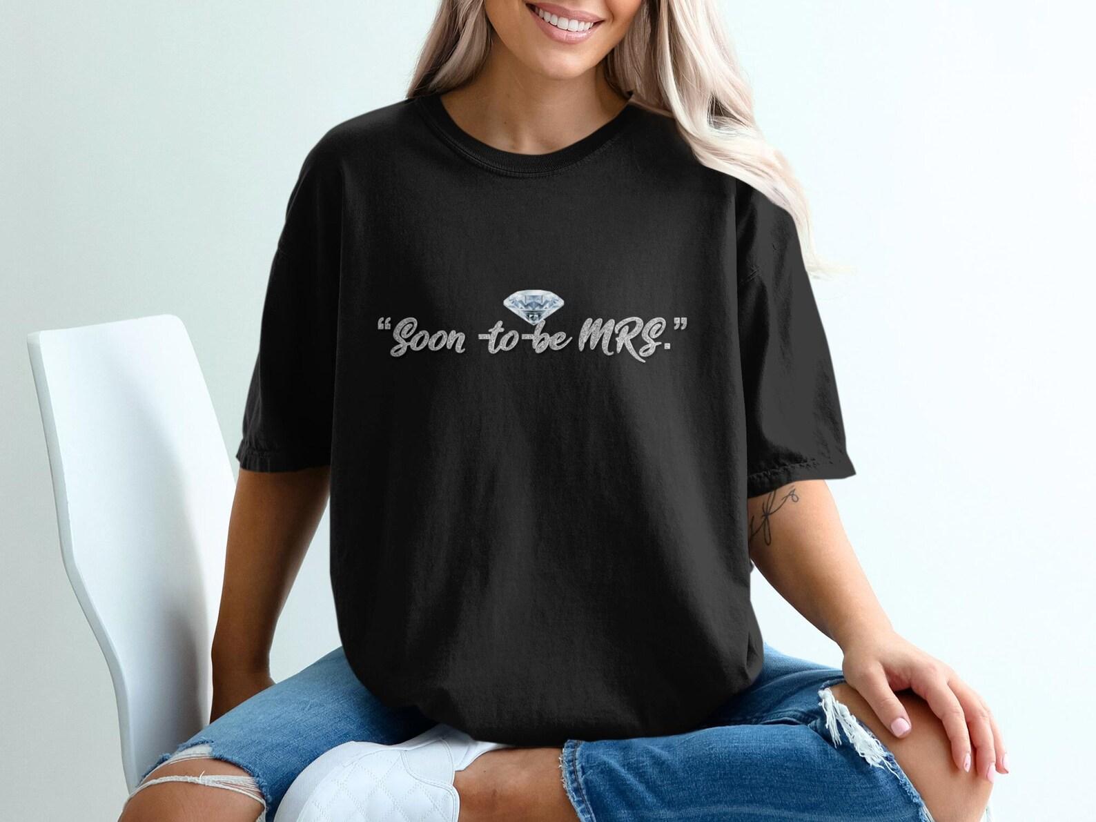 Soon To Be Mrs T-Shirt, Faux Glitter Diamond Bride Tee, Bachelorette Party top XL