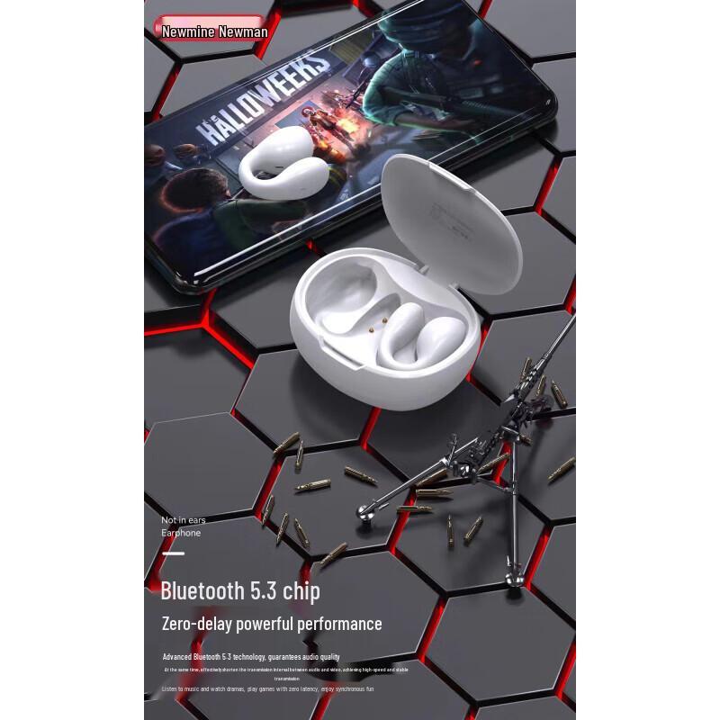 Newmine TWS Bluetooth 5.3 Half-in-Ear Clip-On Earbuds