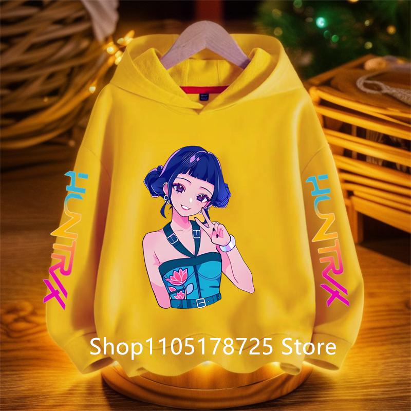 New KPop Demon Hunter Cartoon Girls Boys Hoodies Children's Korean Wave Print Fashion Casual Tops Casual Girls Clothing Warm