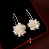 Sweet Acrylic Flower Diamond Long Ear Hook Earrings Niche French Premium Petal Earrings 