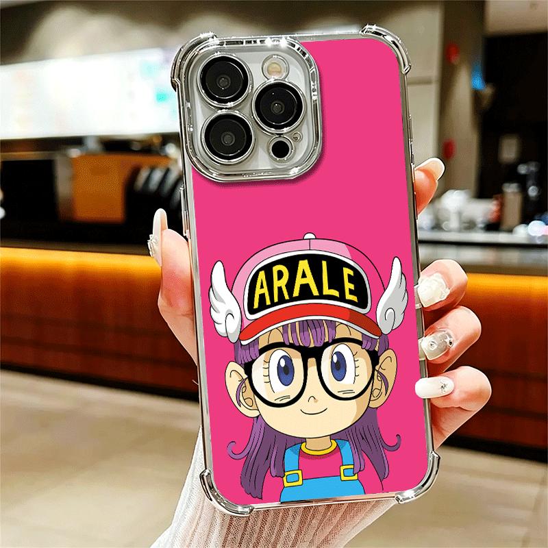 Arale S-Slump Anime Plating Phone Case For Iphone 16 17 Pro Max Air 16E 14 15 Plus 12 13 Mini Anti-Fall Airabag Cover
