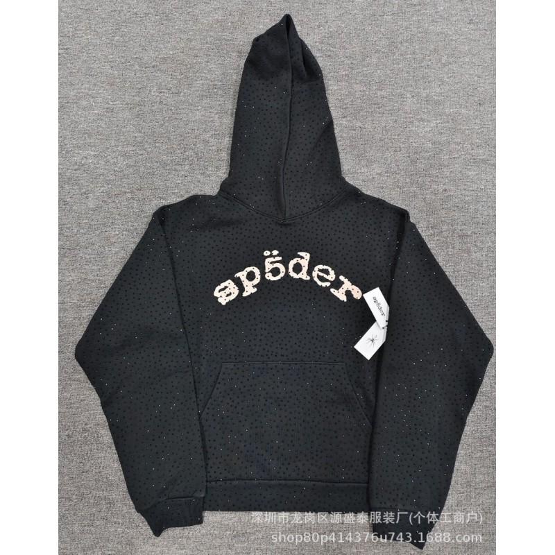 Sp1der Rapper YoungThug Same Foam Letter 555555 Couple Hoodie Pink Sweatshirt
