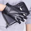 1pair Waterproof Black Thickened Gloves Solid Color Windproof Mittens PU Anti-cold Gloves  Driving