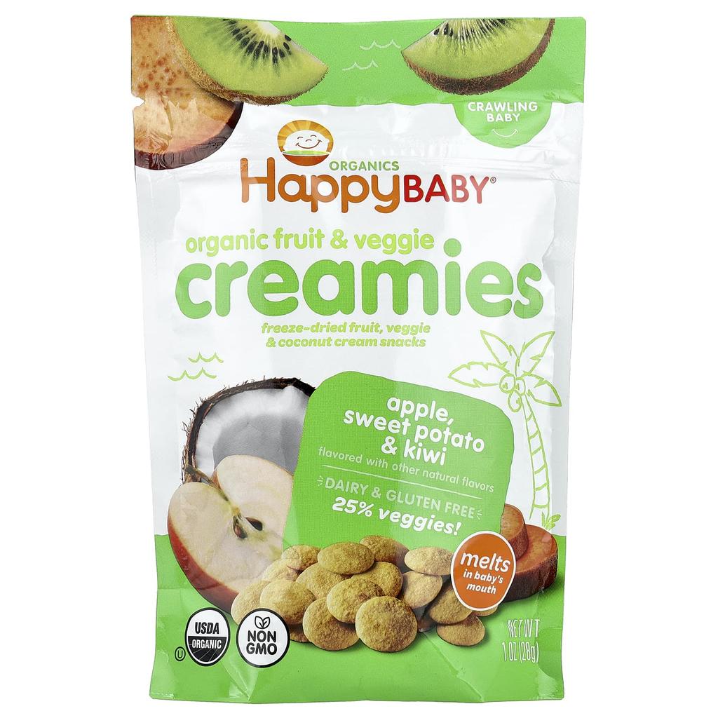 Happy Family Organics, Happy Baby, Organic Fruit & Vegetable Creamy, Crawling Baby, Apple, Sweet Potato, and Kiwi, 1 oz (28 g)